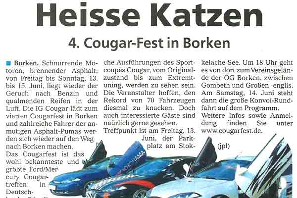 Cougarfest 2008 Presseartikel